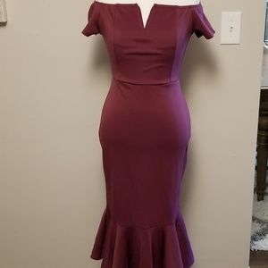 Plum Jersey stretch hi lo dress